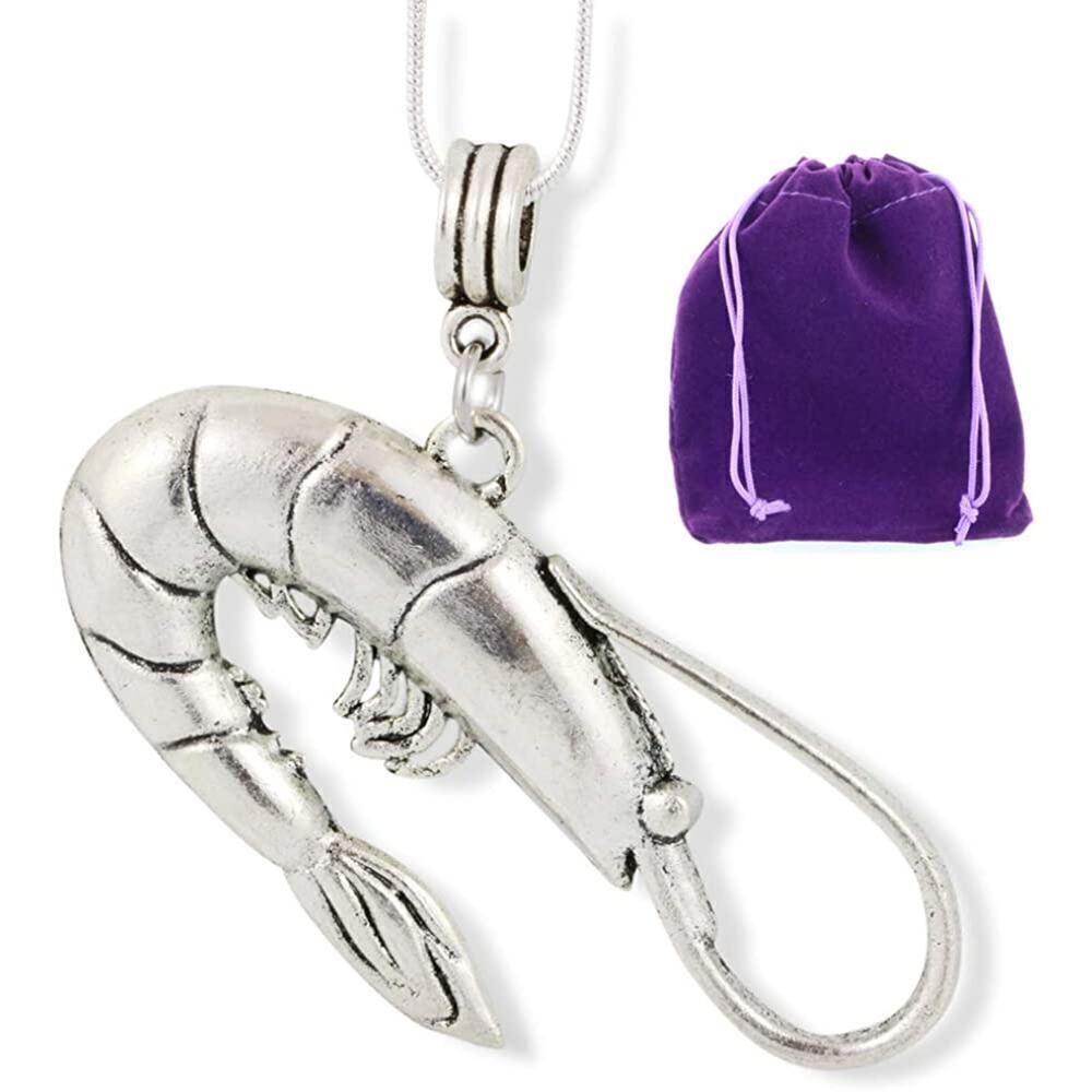 Shrimp Large Charm 100% Stainless Steel Snake Chain Necklace Prawn Shell⦠- Picture 1 of 4